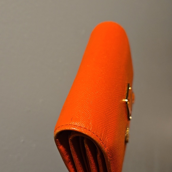 MCM Leather Orange Wallet with Gold Accents - Picture 8 of 11